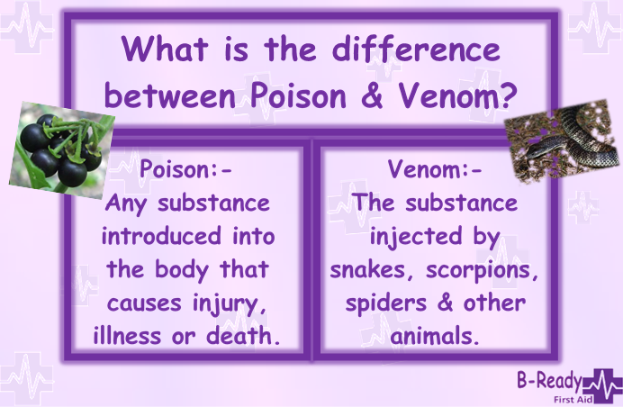 B-Ready First Aid info about what is a poison or Venom