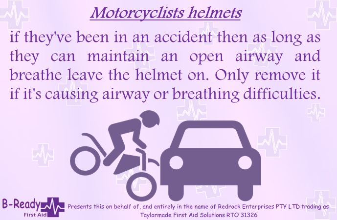 Managing a casualty wearing a motorcycle helmet, removal is only recommended for managing airway