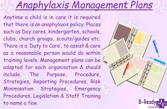 B-Ready First Aid info about Anaphylaxis Management Plans