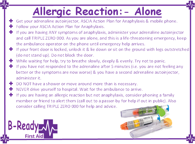 Self management when experiencing an allergic reaction by B-Ready First aid & CPr
