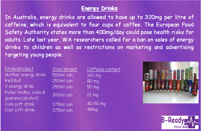 Energy drink risks by B-Ready First Aid