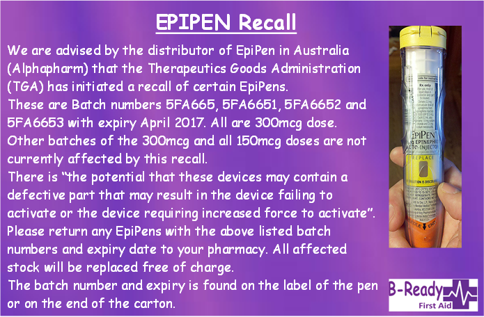 EpiPen Recall April 2017  Australia