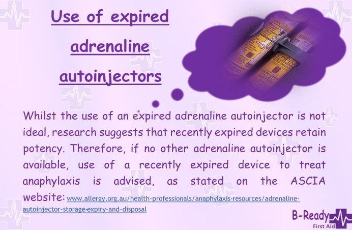 Using out of date auto injectors for anaphylaxis, first aid response 