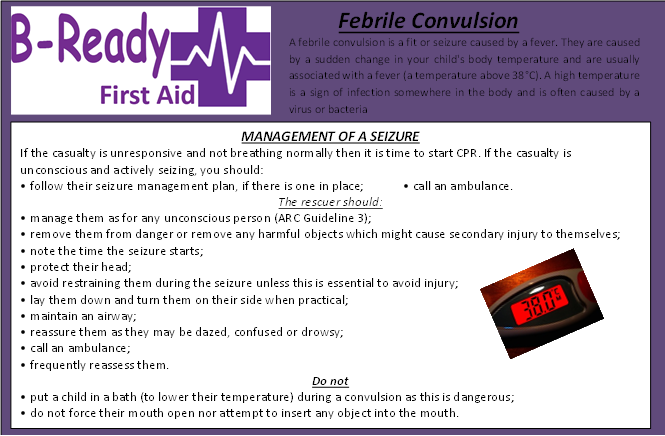 B-Ready First Aid info about Management of Febrile Convulsions