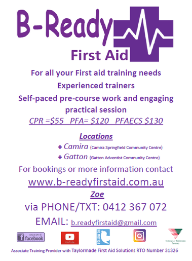 Contact details B-Ready First Aid in Camira, Springfield, Wooloongabba & Gatton